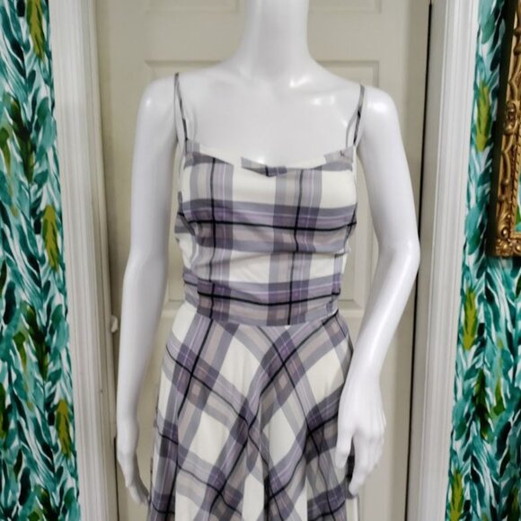 Gap Prairie Cowboy Twee Coquette Whimsy Plaid Knee Length A-Line Dress Large - Picture 5 of 7